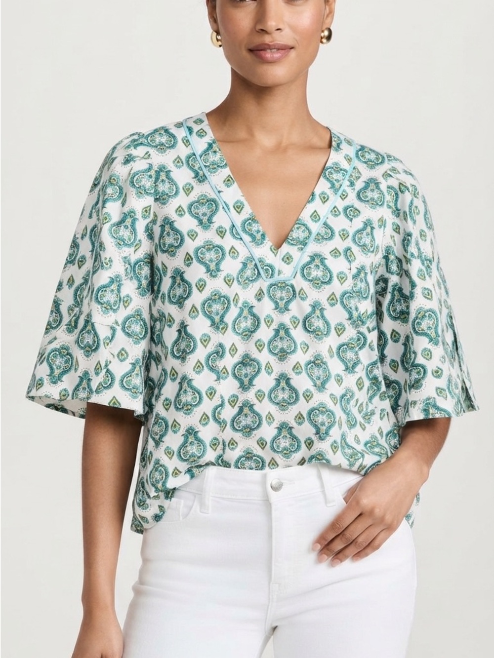 LIKE NEW LOFT Paisley Print V-Neck Blouse/Top
